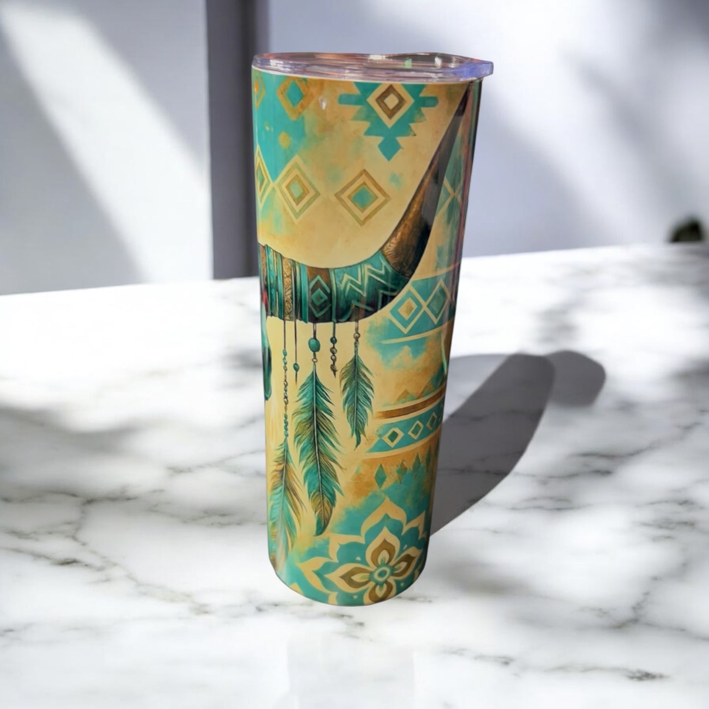 20oz Aztec Steer Tumbler