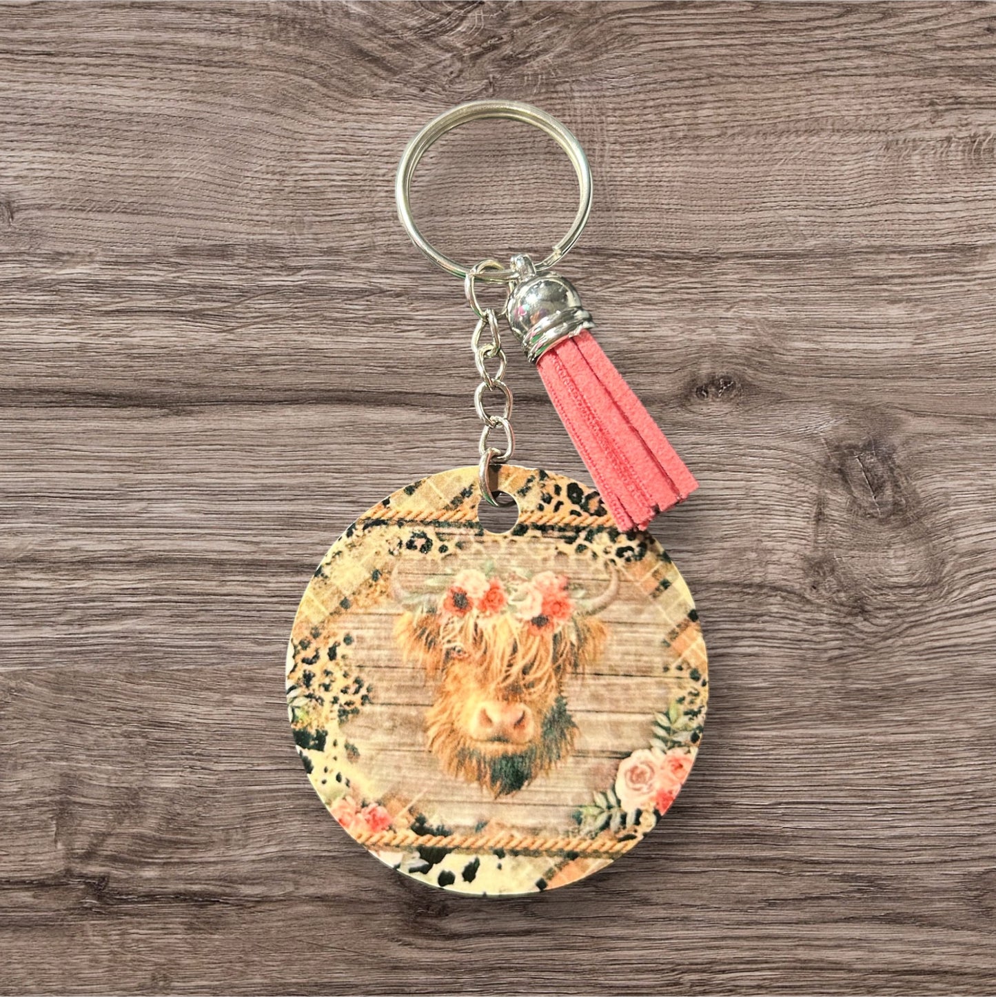 Highland cow keychain